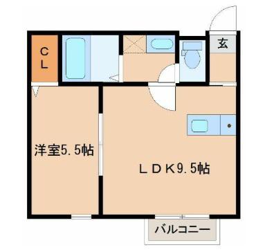 リングフィールド連坊駅前II(1LDK/2階)の間取り写真