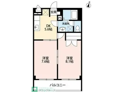 アンプルール フレア(2DK/2階)の間取り写真