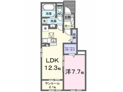 アルトプエンテ II(1LDK/1階)の間取り写真