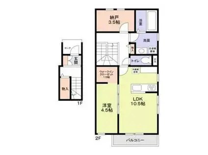 守山区守山三丁目計画B棟(1SLDK/1階)の間取り写真