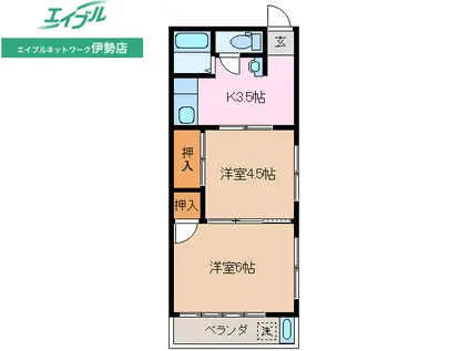 リージェンシー大世古(2K/2階)の間取り写真