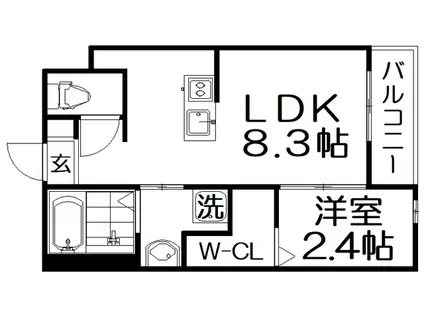 リアコート枚方御殿山サウス(1LDK/2階)の間取り写真