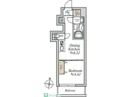 グランカーサ大島(1DK/4階)の間取り写真