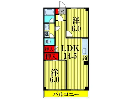 パールマンションI(2LDK/5階)の間取り写真
