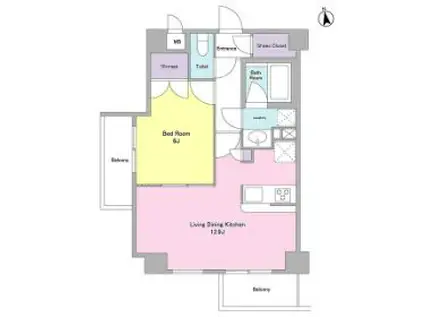 シティカレント代官山(1LDK/2階)の間取り写真