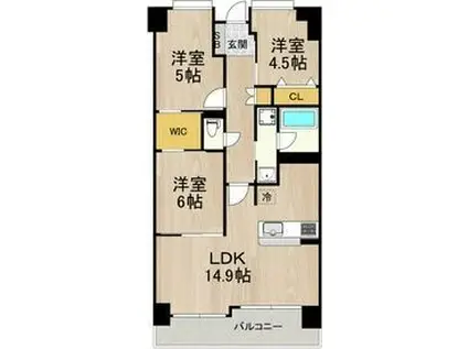 フロンティアタワー難波イースト(3LDK/13階)の間取り写真