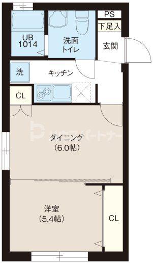 レピュア池袋本町レジデンスイースト(1DK/1階)の間取り写真