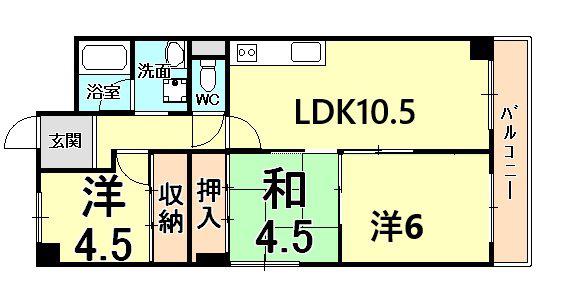ロワール甲子園(3LDK/2階)の間取り写真