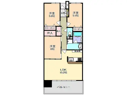 ベルメゾン豊田(3LDK/13階)の間取り写真