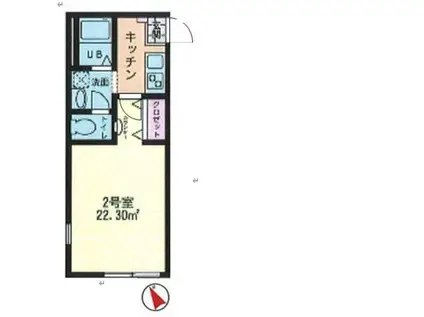 リーヴェルポート横浜浦島II(1K/1階)の間取り写真