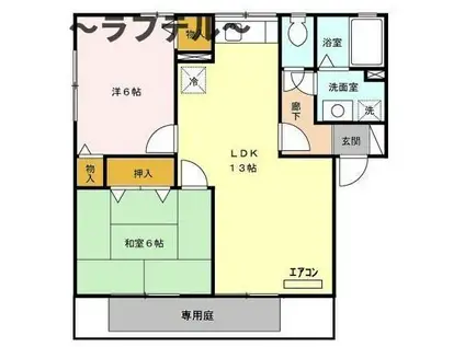 ヴィルヌーブ(2LDK/1階)の間取り写真