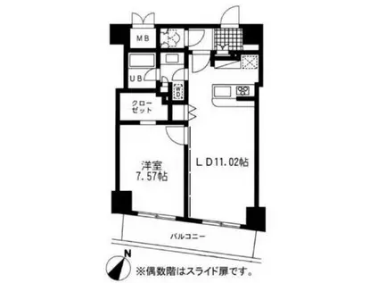 レジディア日本橋人形町II(1LDK/8階)の間取り写真