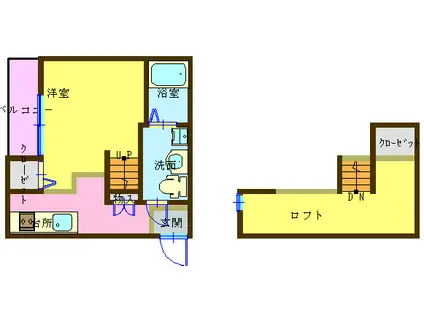 グランド・アイ一の宮(1K/2階)の間取り写真