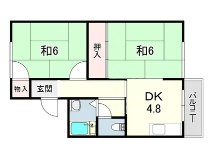 池永ハイツ(2DK/2階)の間取り写真