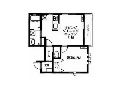 GROVE(1LDK/2階)の間取り写真