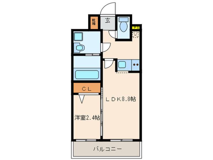 エトワール学研都市(1LDK/7階)の間取り写真