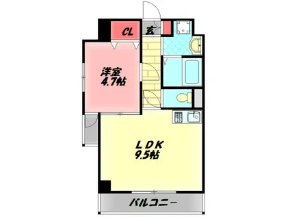 Mプラザ門真駅前(1LDK/3階)の間取り写真