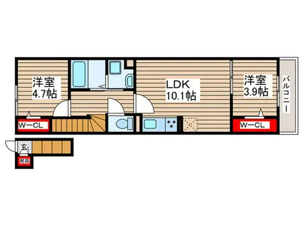 東庄レジデンス(2LDK/2階)の間取り写真