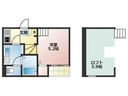 地下鉄鶴舞線 大須観音駅 徒歩7分 2階建 築10年(1SK/2階)の間取り写真