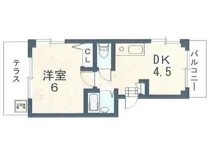 アネックスパークサイド(1DK/1階)の間取り写真