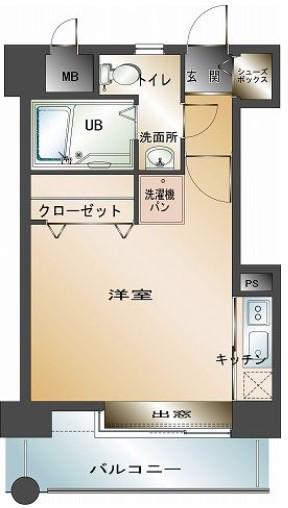 エステートモア高宮レーブ(ワンルーム/2階)の間取り写真