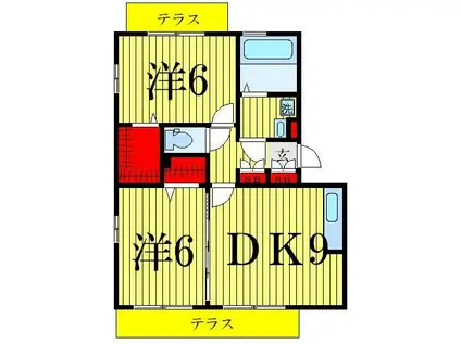 クレールVI(2DK/1階)の間取り写真