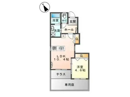 CASA ROSE(1LDK/1階)の間取り写真