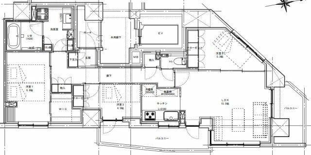 クリオ市谷薬王寺(3LDK/11階)の間取り写真