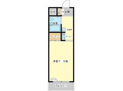 ロイヤルヒルズ北平野(ワンルーム/3階)の間取り写真