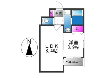 アーバンヴィラ平野(1LDK/2階)の間取り写真