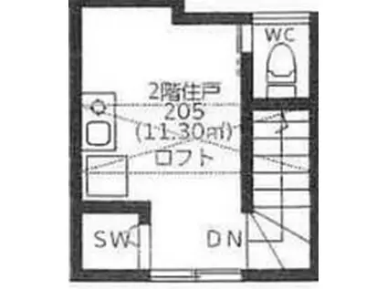 グランドソレイユ東雪谷(ワンルーム/2階)の間取り写真