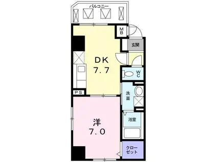 アロハレジデンス西大島(1DK/2階)の間取り写真