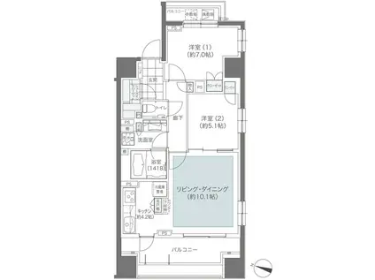メゾンカルム本郷(2LDK/2階)の間取り写真