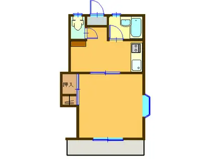 エステート鎌田I(1K/2階)の間取り写真