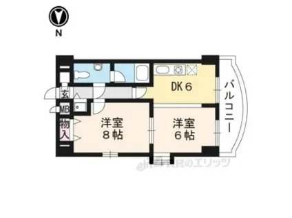 パラドール伏見307(2DK/3階)の間取り写真