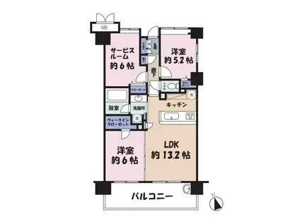 カインドステージ土浦(2SLDK/2階)の間取り写真