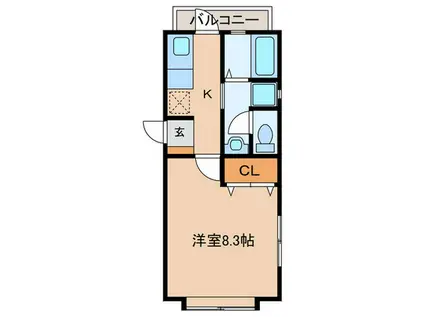 エスポワール六本松南(1K/2階)の間取り写真