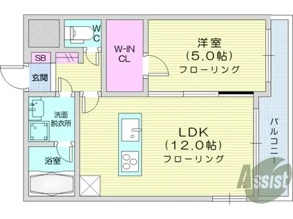 LUANA AIR RESIDENCE五橋(1LDK/1階)の間取り写真