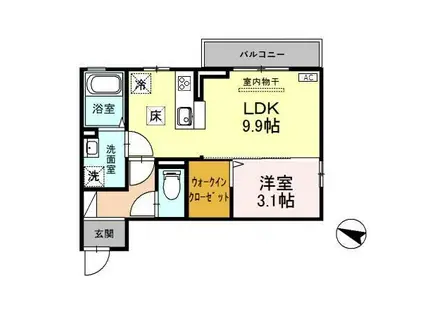 コンフォート(1LDK/1階)の間取り写真