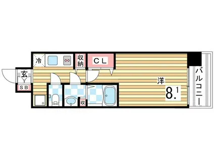 W-STYLE神戸II(1K/13階)の間取り写真