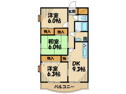 ヴィラアライ7(3DK/1階)の間取り写真