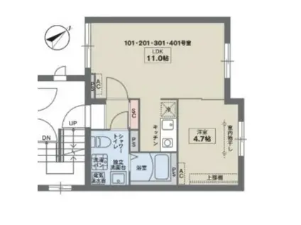 COCOFLAT雑司が谷(1LDK/2階)の間取り写真