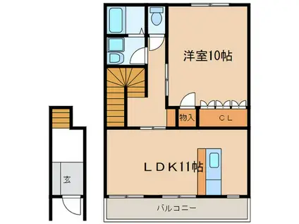 シャルム ガーデン(1LDK/2階)の間取り写真