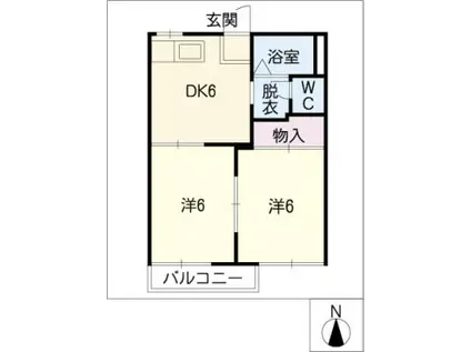 ロランジュハウス(2DK/1階)の間取り写真