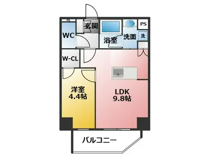 プレサンス丸の内サージュ(1LDK/7階)の間取り写真