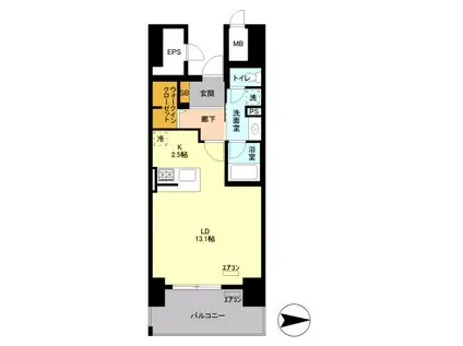 ロイヤルパークスリバーサイド(1K/13階)の間取り写真