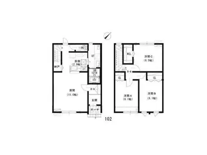 ルミエール 栄通7(3LDK/1階)の間取り写真