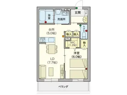 ヘーベルVILLAGEKUSU(1LDK/2階)の間取り写真