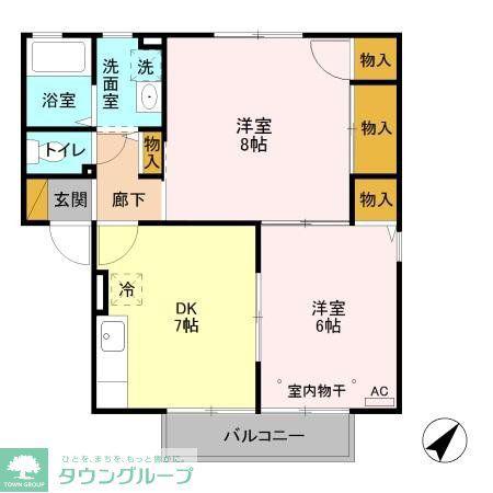 オリゾンA(2DK/2階)の間取り写真