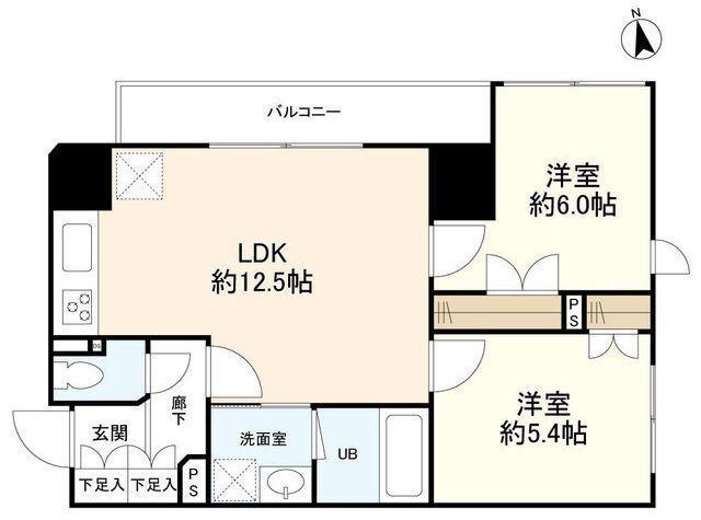 リバーレ中野坂上(2LDK/6階)の間取り写真